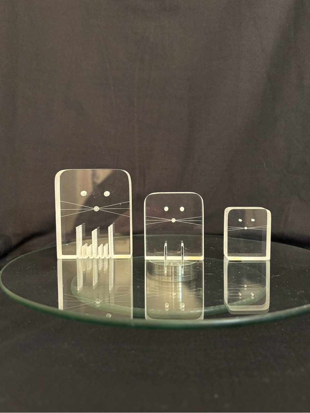 Vintage Guyon Quebec Lucite Cat Domino Figurine Set Mid Century Modern Acrylic